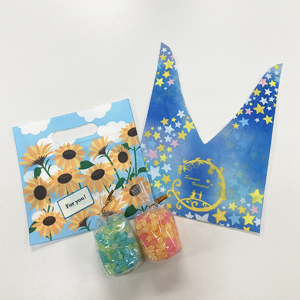 サマーラッピング　サマーバレンタイン　ひまわり　花柄　和菓子　洋菓子　夏のイベント　七夕　夏休み　駄菓子　子供会　保育園　幼稚園　老人会　婦人会　