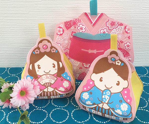 ひな祭り　桃の節句　おひなさま　ラッピング　ひなあられ　着物　インバウンド