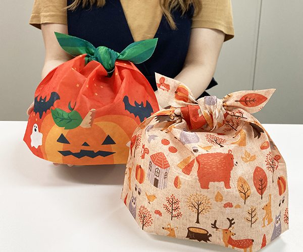 ハロウィン　ラッピング　ジャックオランタン　ふろしき風　洋菓子　和菓子　