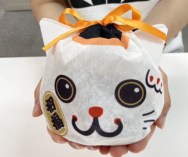 ラッピング　まねきねこ　ねこ　応援　受験　お祝い　福　和菓子　洋菓子　簡単ラッピング　リボン