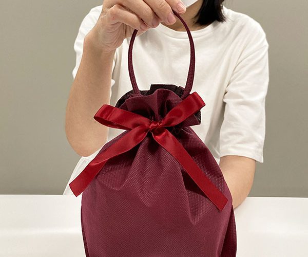 ラッピング　秋　ボルドー　リボン　バッグ　洋菓子　和菓子