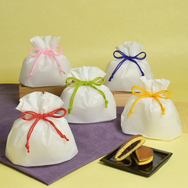 Japanese-made drawstring wrapping bag with wide gusset