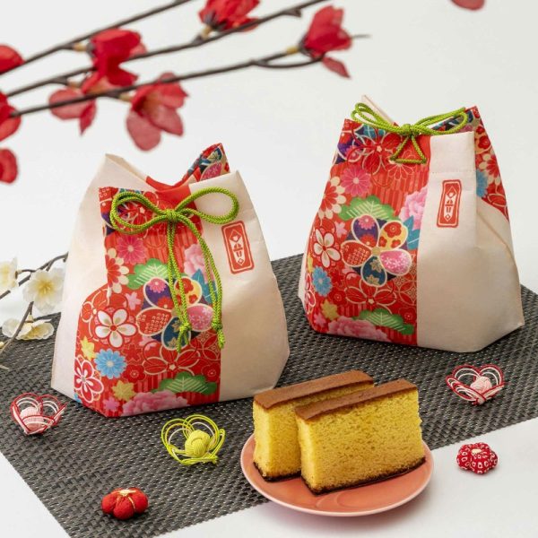 Shingen-style drawstring wrapping bag with traditional Japanese patterns